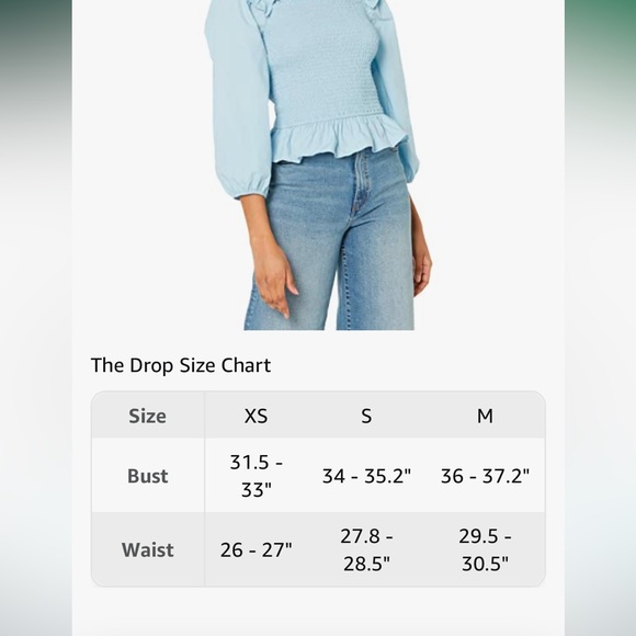 The Drop Women's Marisol Long-Sleeve Ruffle Smocked Top..size S..sky blue..(NWT) - Picture 5 of 5